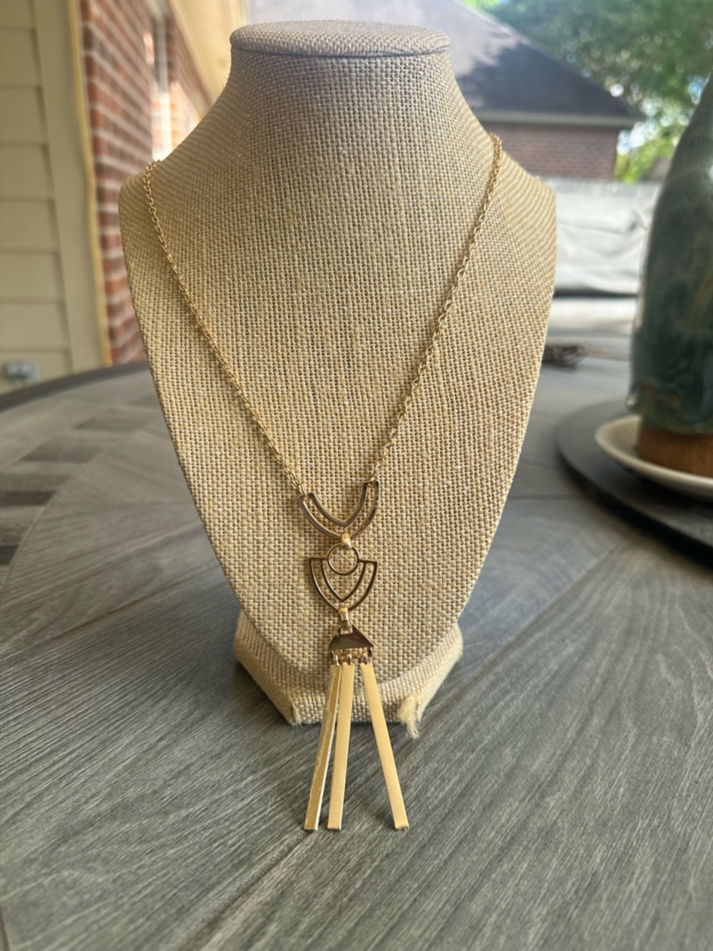 Gold Geometric Dangle Long Style Adjustable Necklace